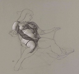 nude in canvas chair